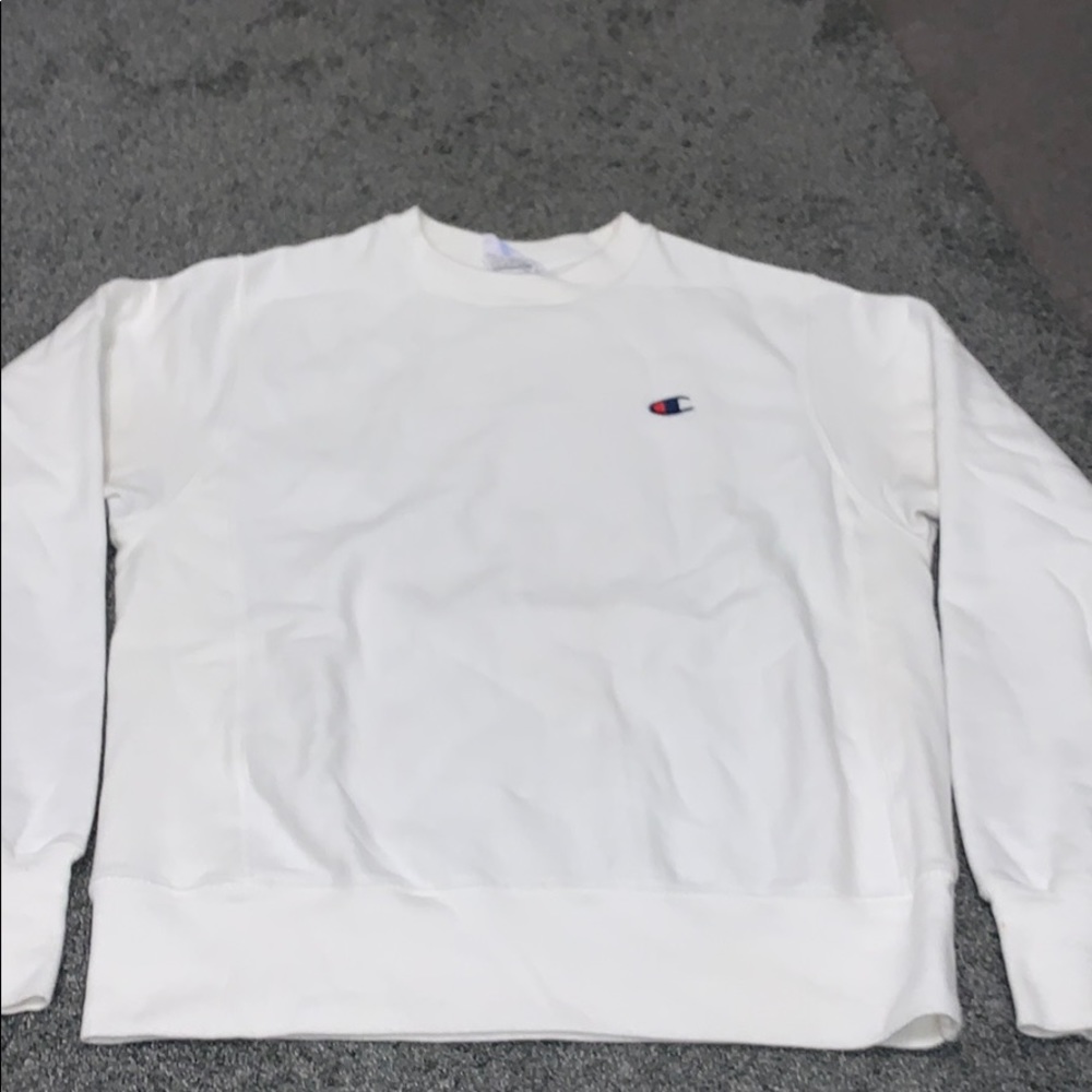 white crew neck champion hoodie